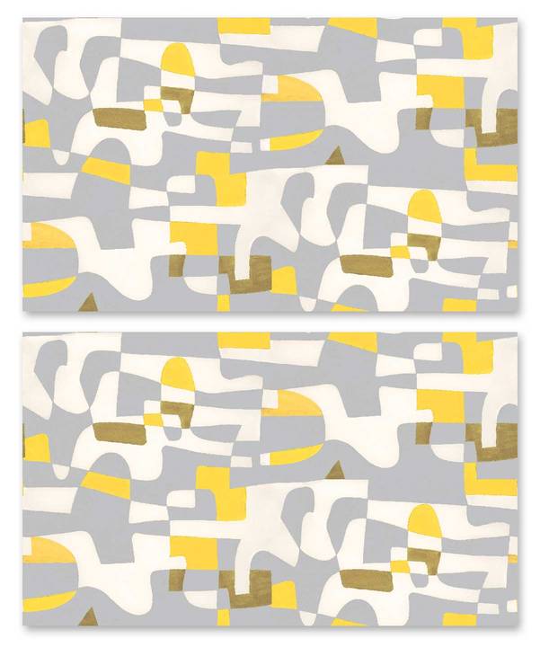 Shapeshifter, Grey Flannel with Yellow Jim Flora Wallpaper Tiles DesignYourWall